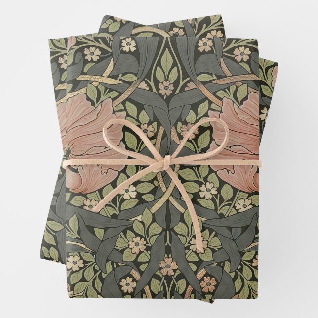 Feuille De Papier Cadeau William Morris Pimpernel Motif Vintage Enveloppeme (En situation)