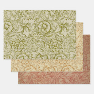 Feuille De Papier Cadeau William Morris Poppy Classic Floral Green