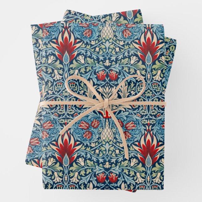 Feuille De Papier Cadeau William Morris, Tête de serpent (En situation)