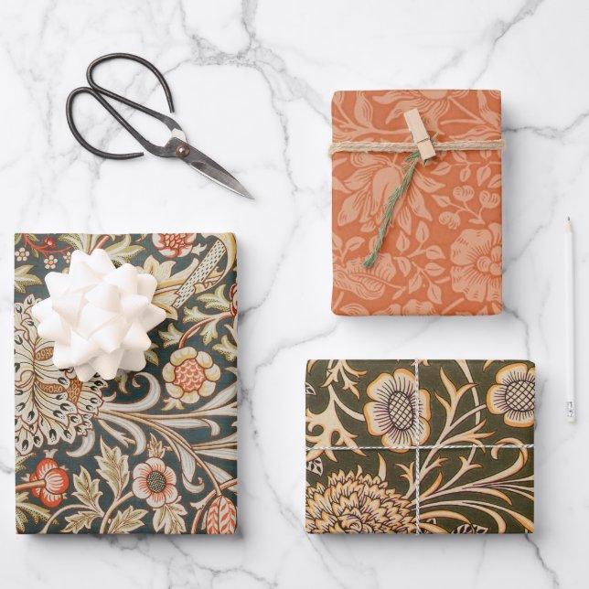 Feuille De Papier Cadeau William Morris Trent Garden Flower Classic Botanic (Recto)