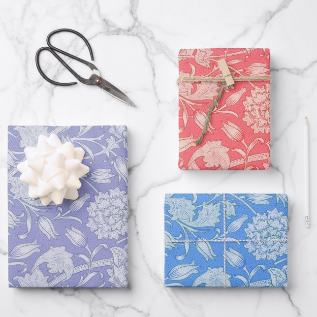 Feuille De Papier Cadeau William Morris - Tulipes sauvages Motifs floraux (Recto)