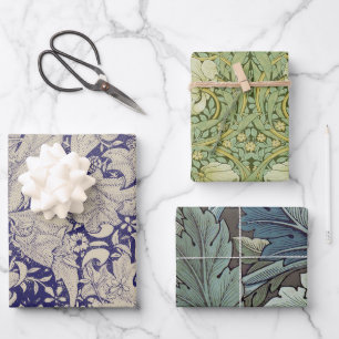 Feuille De Papier Cadeau William Morris Wallflower bleu damas floral