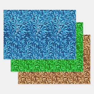 Feuille De Papier Cadeau William Morris Willow, bleu, vert et Brown