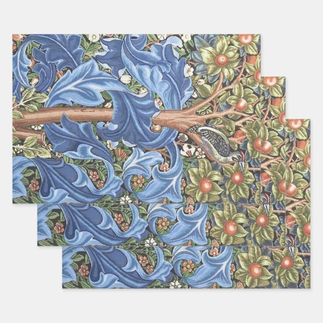 Feuille De Papier Cadeau William Morris Woodpecker Tapestry (Lot)