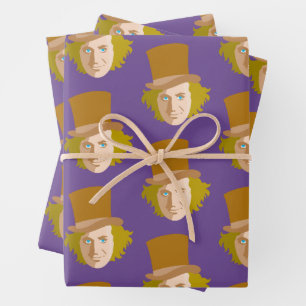 Feuille De Papier Cadeau Willy Wonka Stenciled Face Graphic