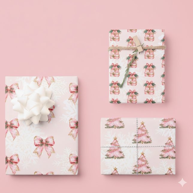 Feuille De Papier Cadeau Winter Onderland Girl 1st Birthday Pink (Créateur téléchargé)