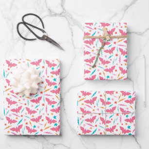 Feuille De Papier Cadeau Wonder Woman Logo Rose et Motif Éclair