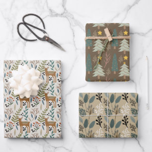 Feuille De Papier Cadeau Woodland Earth Tones Motifs
