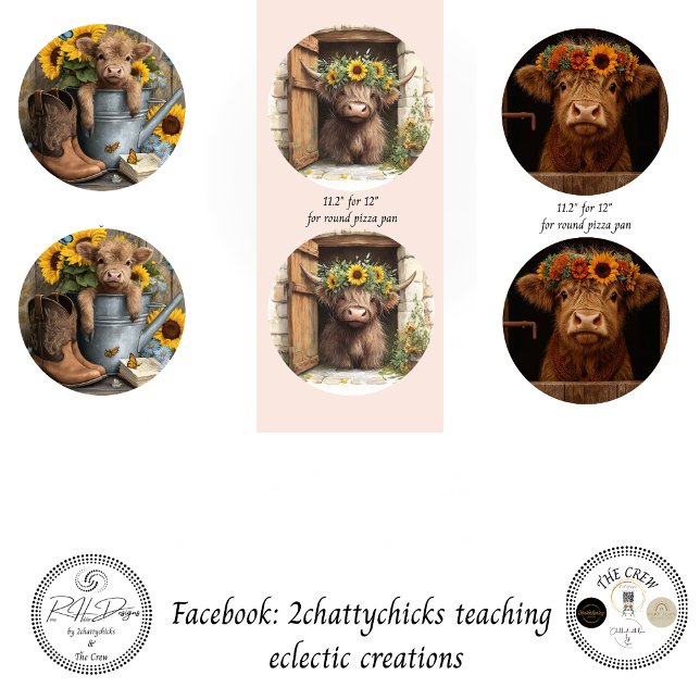 Feuille De Papier Cadeau Wrapping Paper Decoupage Highland Cows 11" (Créateur téléchargé)