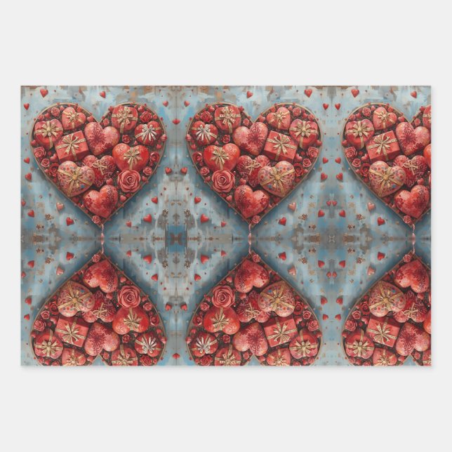 Feuille De Papier Cadeau Wrapping Paper Flat Sheet Set of 3 (Devant)