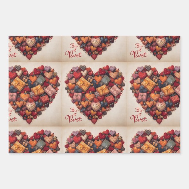 Feuille De Papier Cadeau Wrapping Paper Flat Sheet Set of 3 (Devant)