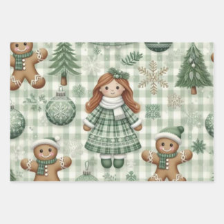 Feuille De Papier Cadeau Wrapping Paper Flat Sheet Set of 3