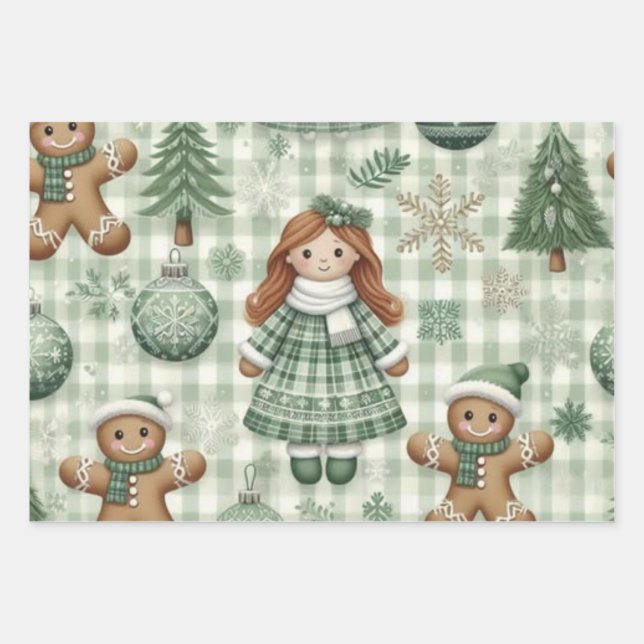 Feuille De Papier Cadeau Wrapping Paper Flat Sheet Set of 3 (Devant)