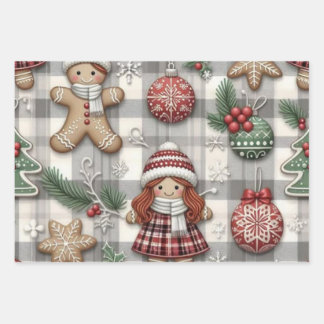 Feuille De Papier Cadeau Wrapping Paper Flat Sheet Set of 3