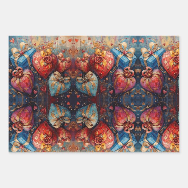 Feuille De Papier Cadeau Wrapping Paper Flat Sheet Set of 3 (Devant)