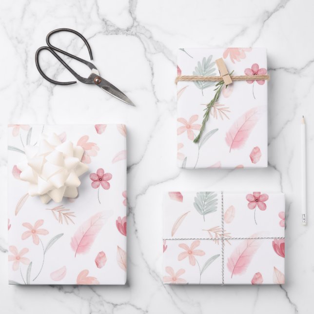 Feuille De Papier Cadeau Wrapping Paper - Floral Wrapping Paper (Recto)