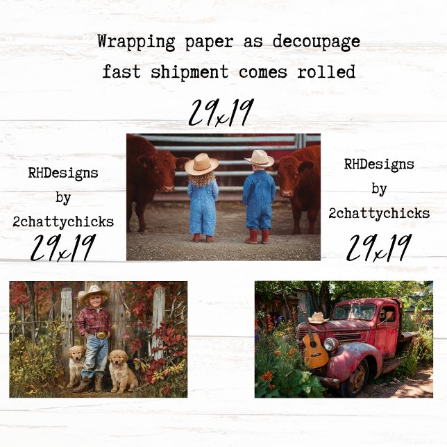Feuille De Papier Cadeau Wrapping Paper for Decoupage Farm Life  (Créateur téléchargé)