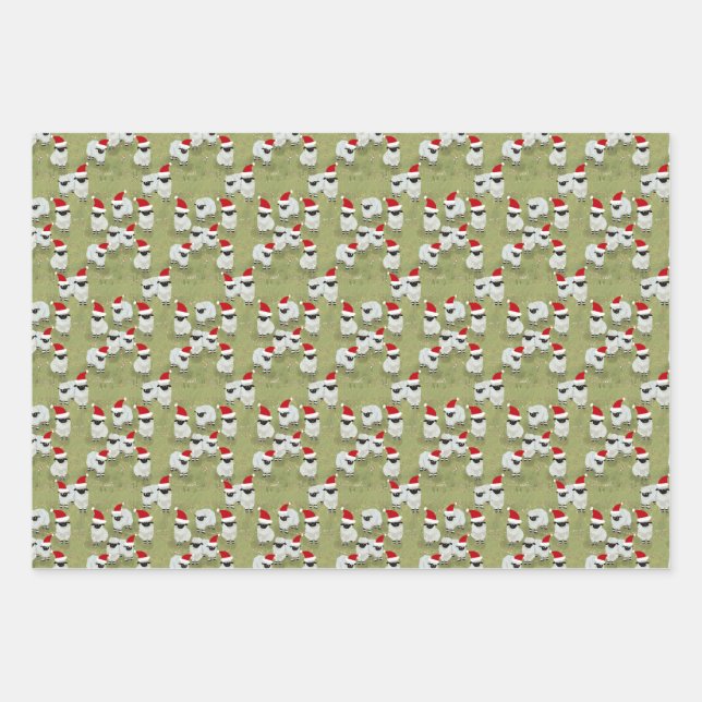 Feuille De Papier Cadeau wrapping paper holiday set with charming sheep (Devant)