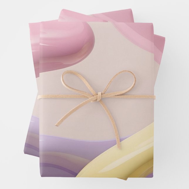 Feuille De Papier Cadeau Wrapping paper in stylish abstract graphic (En situation)