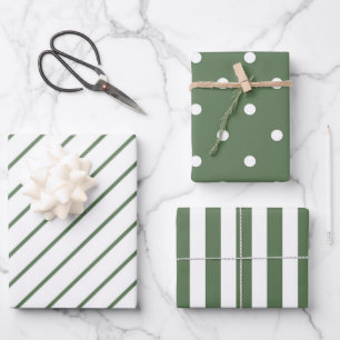 Feuille De Papier Cadeau Wrapping Paper Sheets - Green & White Christmas