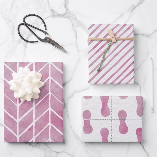 Feuille De Papier Cadeau Wrapping Paper Sheets - Pink Pattern (Recto)