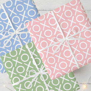 Feuille De Papier Cadeau XOXO Câlins et Bisous Anniversaire Rose Bleu Vert