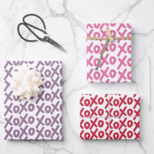 Feuille De Papier Cadeau XOXO esthétique violet, rose, rouge amour préppy