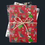 Feuille De Papier Cadeau Yorkie Christmas Yorkshire Terrier Dog<br><div class="desc">Chiens du Yorkshire Terrier mignon avec des manteaux courts et découpés,  habillés de tenues de vacances festives,  chapeaux de Père Noël et chandails de Jacquard avec motif de décorations de Noël éparpillées.</div>