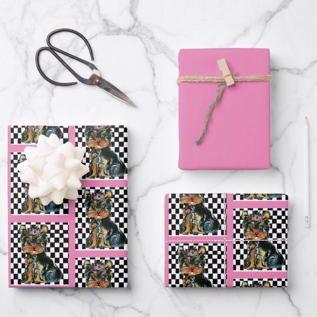 FEUILLE DE PAPIER CADEAU YORKIE POO (Recto)