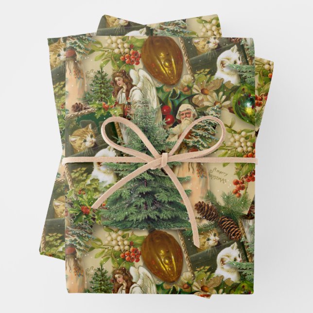 Feuille De Papier Cadeau Yuletide Splendor victorienne (En situation)
