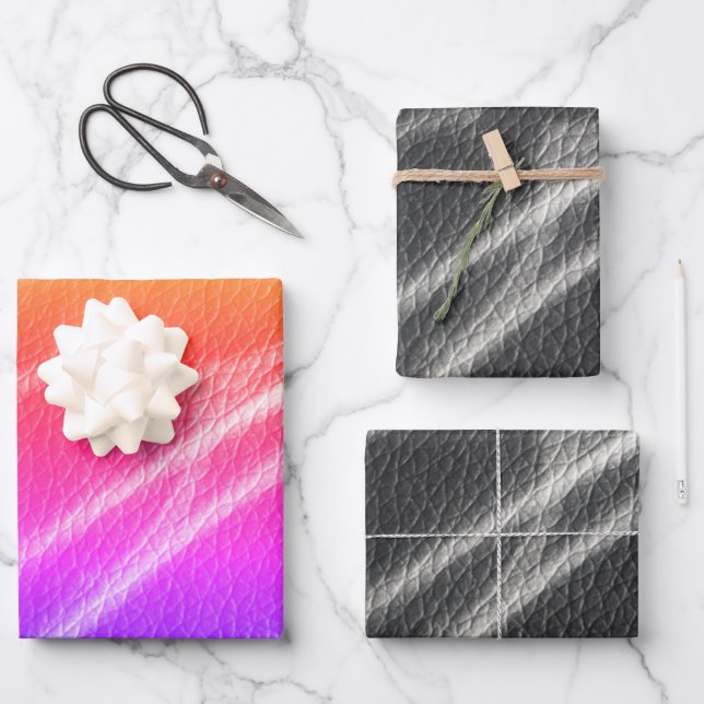 Feuille De Papier Cadeau Zany lignes modernes brillantes ou grèves (Recto)