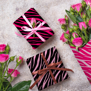 Feuille De Papier Cadeau Zebra Print mignon Moderne & Élégant Fille Rose Bl