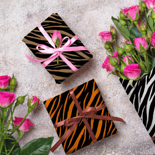 Feuille De Papier Cadeau Zebra Tiger & Tabby Imprimer Joli Motif moderne