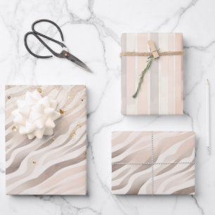 Feuille De Papier Cadeau Zèbre Crème Rose Paillettes Or Anniversaire