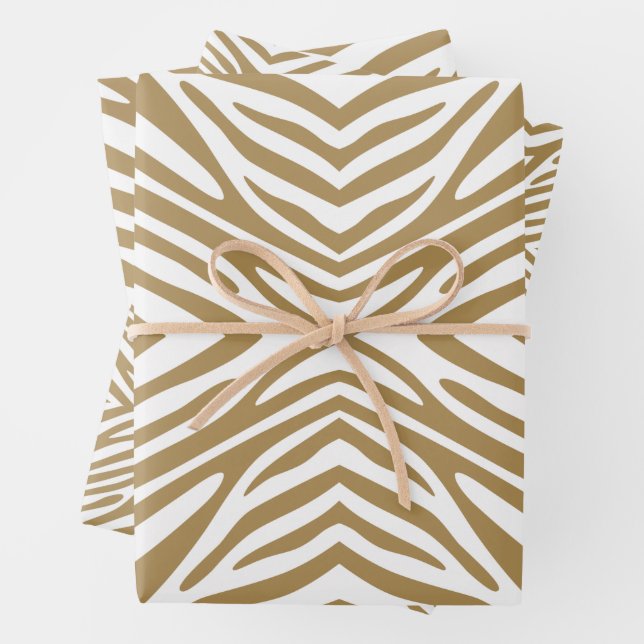 Feuille De Papier Cadeau Zèbre Teak Neutre (En situation)