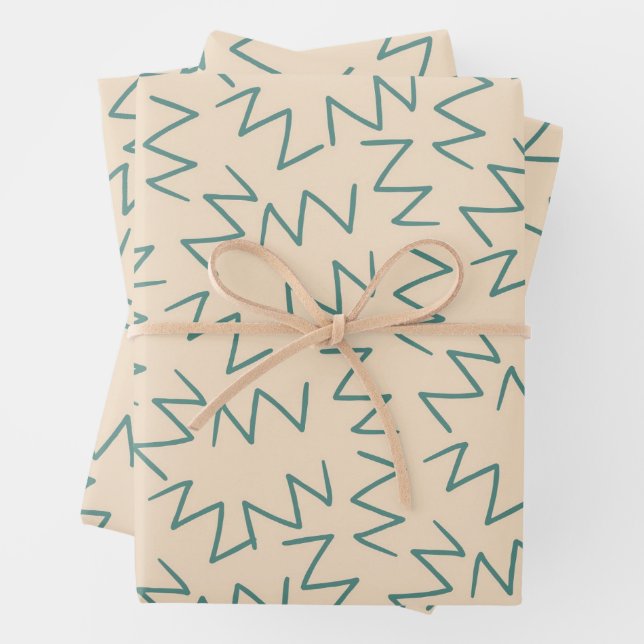 Feuille De Papier Cadeau Zig Zag Beige Elegant Enveloppement Cadeau pour n' (En situation)