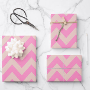 Feuille De Papier Cadeau Zigzag Motif Peach Et Pink Chevron
