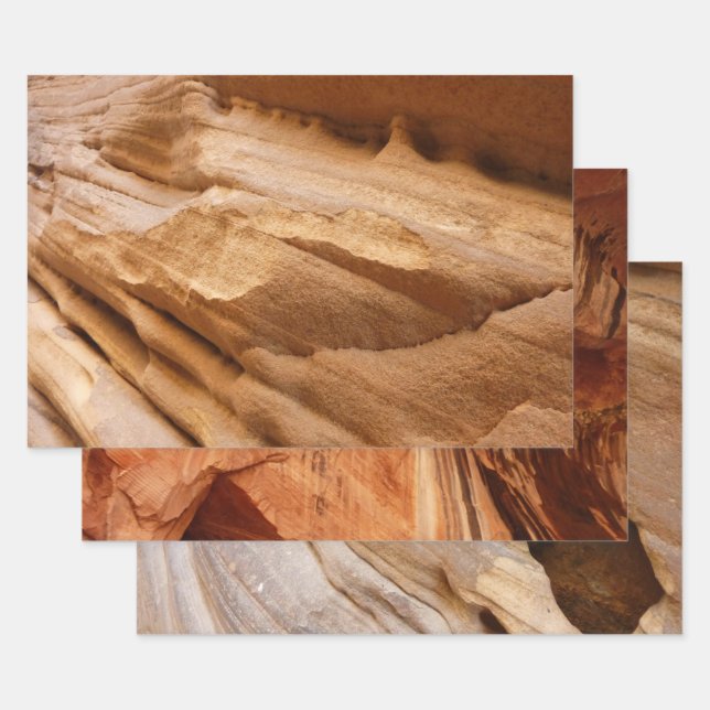Feuille De Papier Cadeau Zion Canyon Wall II Red Rock Photographie Abstrait (Lot)