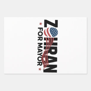 Feuille De Papier Cadeau Zohran Mamdani Candidat Maire NYC États-Unis