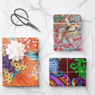 Feuille De Papier Cadeau Zsa Zsa Paisley, Mah Jongg et Melange