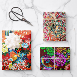 Feuille De Papier Cadeau Zsa Zsa Paisley, Mah Jongg et Melange