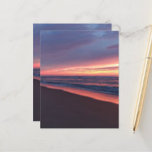 Feuille de papier Coucher de soleil rose & bleu