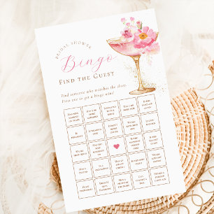 Feuille de papier de bingo de douche de mariée flo