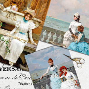 Feuille de papier de découpage pour femme vintage