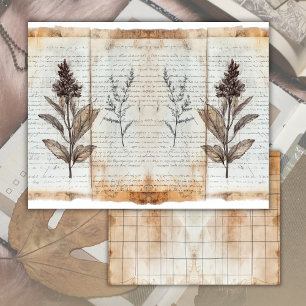 Feuille de papier de journal démodée de botanique