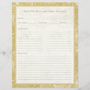 Feuille de papier de recette de toile de tournesol