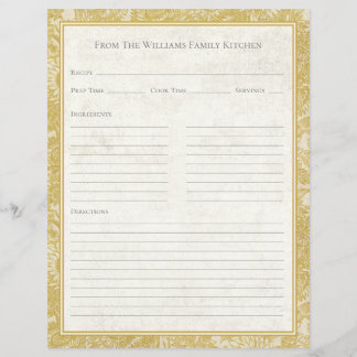 Feuille de papier de recette de toile de tournesol