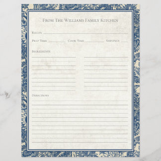 Feuille de papier de recette de toile de tournesol