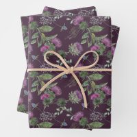 Feuille de papier d'emballage de fleurs écossaises
