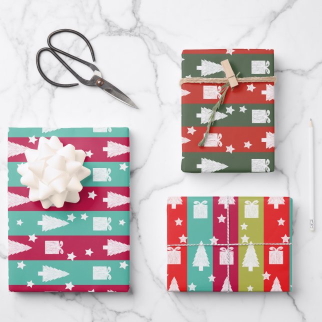 Feuille de papier d'emballage de Noël | One Owl Ar (Recto)